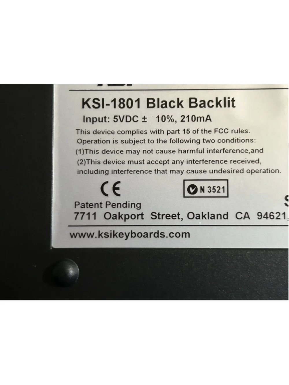 Key Source International KSI-1801 Black Backlit Keyboard Side Numbers